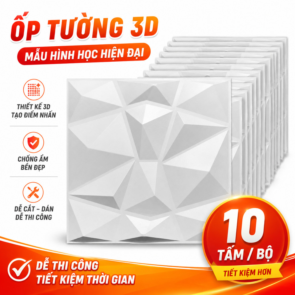 [Xả Kho] Combo 10 Tấm Ốp 3D 30x30 Siêu Rẻ - PVC Cao Cấp, Sẵn Kho Giao Nhanh