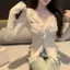 Kudosation Thu Đông Raw Edge V-ne Tay Dài Không Đều Sang Trọng Mỏng Dệt Kim Cardigan Dành Cho Nữ Đẹp