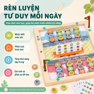 Bộ trò chơi nam châm tư duy – 2 người đối kháng– Rèn nhận biết, logic, vận động tinh – Bút nam châm, tay mắt – Cho bé 3+