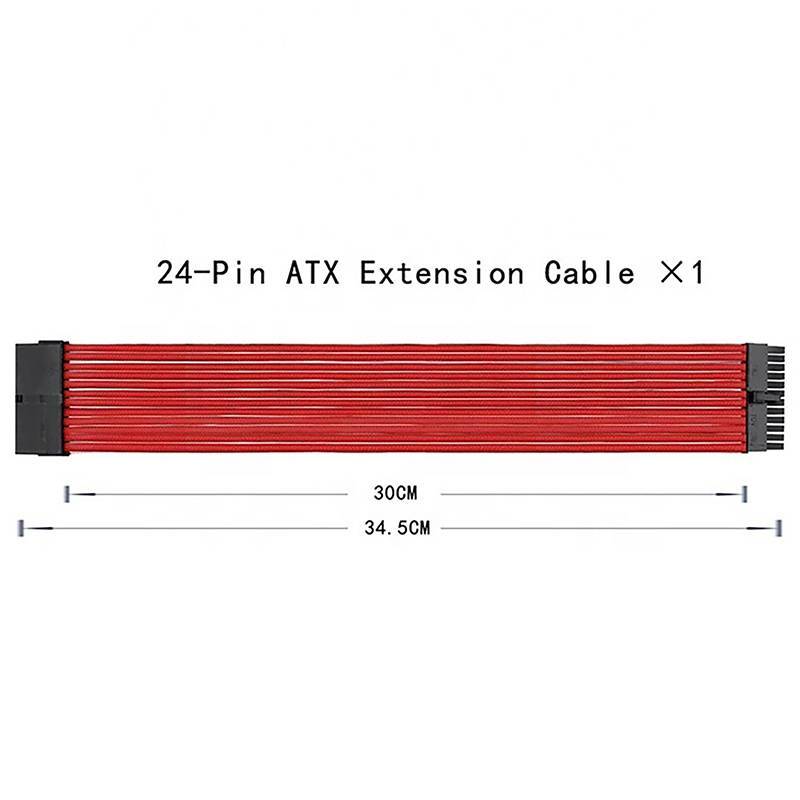 JCSYFAC PSU ATX 24Pin Cáp Nối Dài Nylon Bện 8-pin 6 + 2pin Dây 24-pin Bo Mạch Chủ Mở Rộng Cho Máy Tính Vỏ PC Bộ Cáp Nguồn Mới