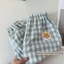 Phong cách phù hợp ~ Trẻ em Quần chống muỗi Nhật Bản Xuân Hè Phong cách mới Trẻ em Quần kẻ sọc Cotton nguyên chất đơn giản Quần dài thông thường