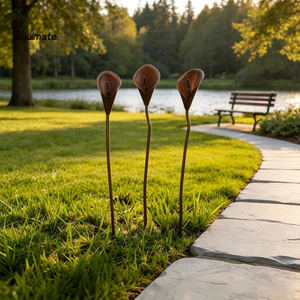 Linh hồn| Hoa Vườn Cổ Phần Hoa Ngoài Trời Hoa Cổ Phần Kim Loại 3 Chiếc Mộc Mạc Kim Loại Calla Lily Vườn Cọc Vintage Sân Ngoài Trời Sân Nghệ Thuật Cho Sân Bãi Cỏ Vườn Chậu Trồng Hoa Giường Trang Trí