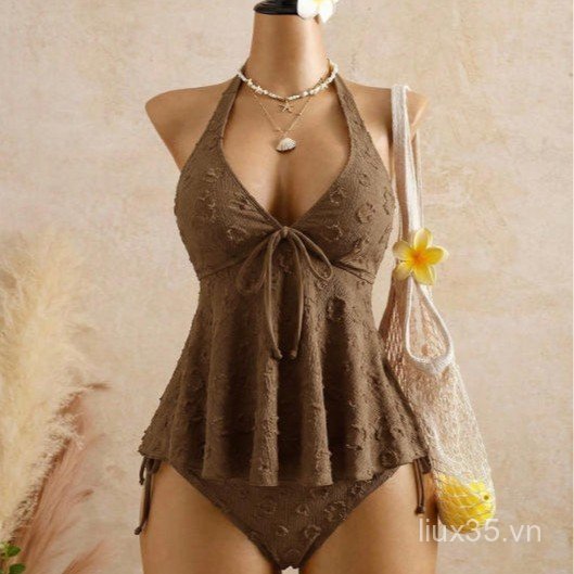 LXY 2026 Bán Chạy Ren Đồ Bơi Dây Cổ Ren Xù Thịt Bao Chia Bikini Nóng Mùa Xuân Đồ Bơi