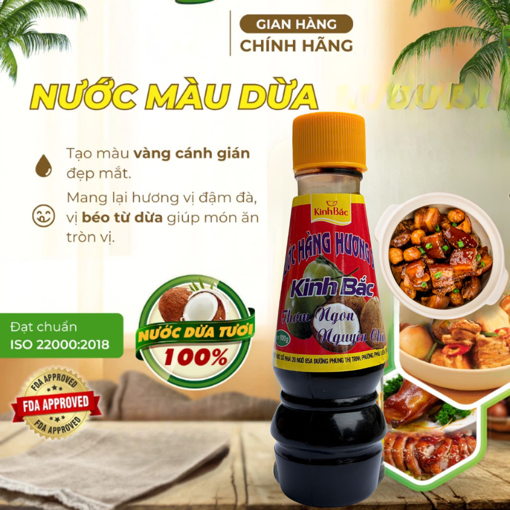 Nước Hàng Hương Dừa Kinh Bắc - Nước Màu Dừa Nguyên Chất 100g, Hoàn Hảo Cho Kho Cá & Ướp Thịt