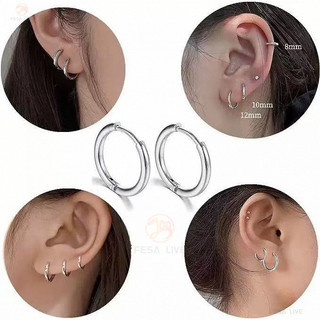 Bông tai vòng trơn thép không gỉ y tế 316, đường kính ống 2.0mm, đa kích cỡ cho tai nhạy cảm,ideal làm quà tặng