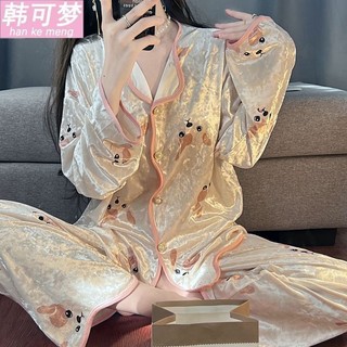 [Pre-Order]-Bộ Đồ Ngủ Nhung Kim Cương Cao Cấp Dành Cho Phụ Nữ, Bộ Đồ Ngủ Dài Tay Mẫu Mới