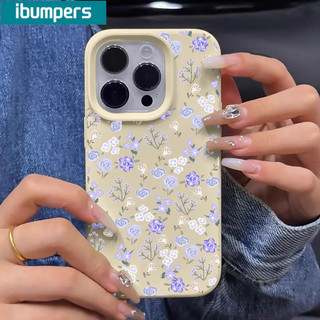Ibumpers Ốp Điện Thoại Đẹp Màu Vàng Tím Họa Tiết Hoa Silicon Mềm Chống Sốc Cho iPhone 11 12 13 14 15 16 17 Pro Max IP Plus
