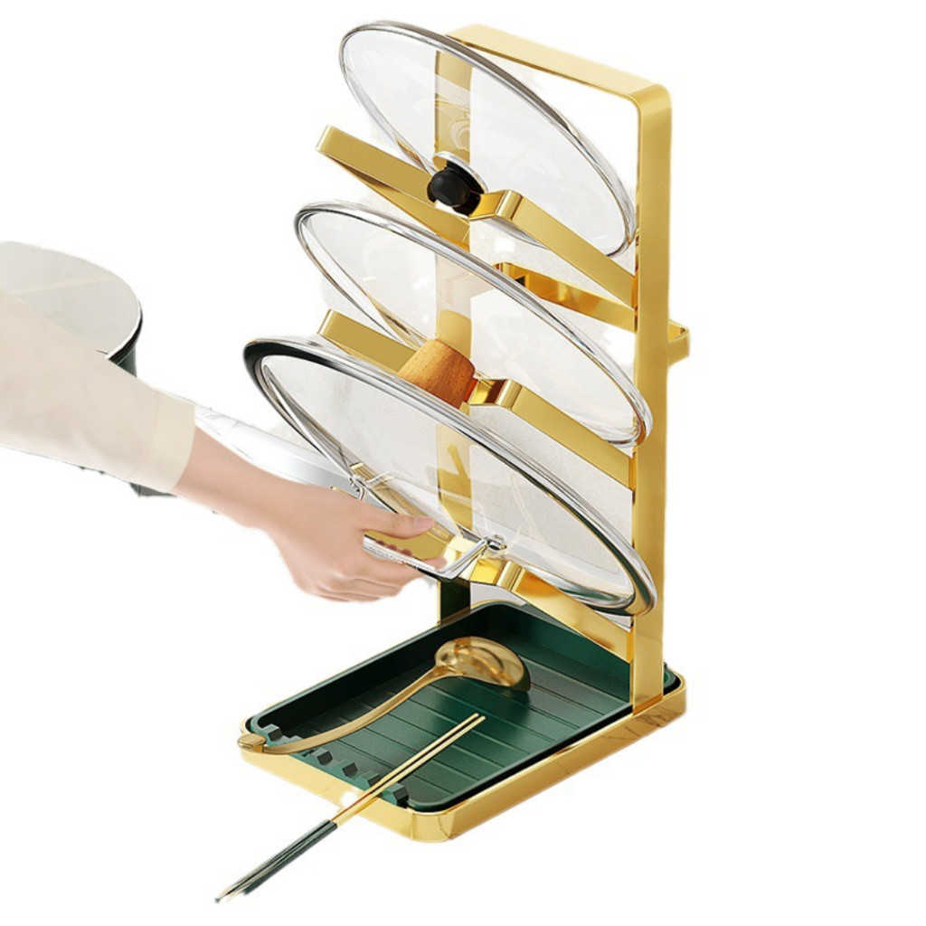 Giá Để Vung Nồi 3 Tầng Đa Năng Thiết Kế Bắc Âu, Khung Thép Cao Cấp Chống Gỉ