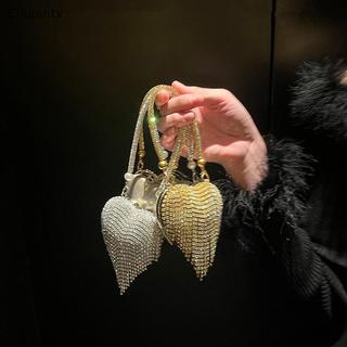 EGN Sang Trọng Nhỏ Hình Trái Tim Kim Cương Giả Dạ Hội Ly Hợp Ví Nữ Túi Thời Trang Cho Nữ Dây Xích Túi Đeo Vai Đảng Quà Tặng N