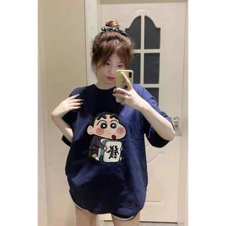 Áo phông unisex tay lỡ chất cotton su thoáng mát-hình chú bé shinn dễ thương- thubaaa