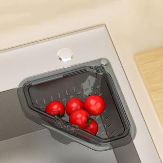 Giỏ thoát nước bồn rửa YUUKII, Bộ lọc bồn rửa nhà bếp tam giác chống rò rỉ riêng biệt, Bộ lọc từ tính sáng tạo Hộp đựng rác bồn rửa đa chức năng nhanh chóng Đồ dùng nhà bếp