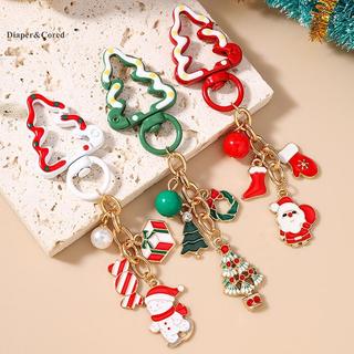 DIAPER & CORED Thời Trang Cây Giáng Sinh Móc Khóa Nữ Cô Gái Ông Già Noel Người Tuyết Móc Khóa Mặt Dây Chuyền Cho Túi Xách Trang Trí DIY Quà Tặng Năm Mới YTH