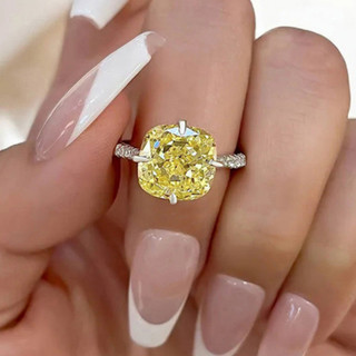 Châu Âu Mỹ ins Nhẫn Citrine Giả Kim Cương Phong Cách Mới Nữ