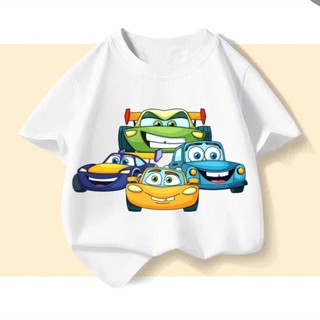 Áo thun in hình ô tô dành cho bé trai, thoải mái, mềm mại, thân thiện với da, thích hợp cho các hoạt động ngoài trời