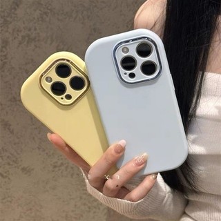 Ins Hàn Quốc Solid Casnig cho iPhone 17 11 12 13 14 15 16 Pro X XR Xs Max 7 8 Plus Ốp Điện Thoại TPU Mềm Vỏ Bảo Vệ Ống Kính Mặt Sau Trang Bị Da