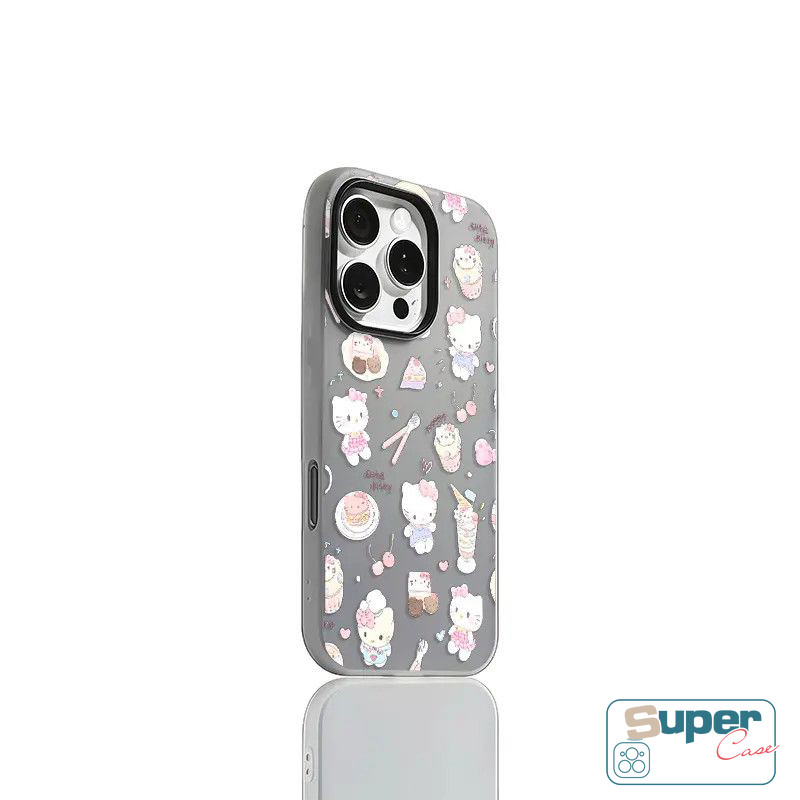 Ốp Lưng Tương Thích Cho IPhone 15 17 16 11 13 14 12 Pro Max 17 15 16 Pro Air 7Plus XR X XS Max Thời Trang Ngọt Ngào Dễ Thương Hello Kitty Món Tráng Miệng Silicon Mới 2 in1