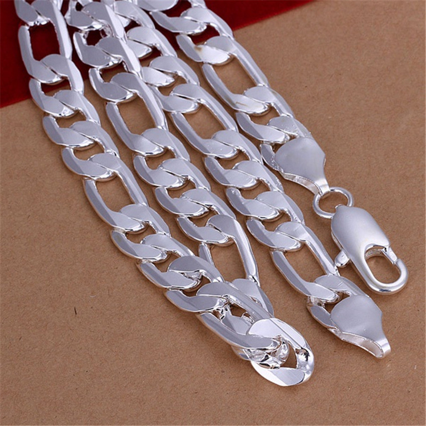 Vòng cổ bạc 925 cổ điển cho nam, đường kính 12mm, dây từ 18 đến 30 inch - Trang sức thời trang