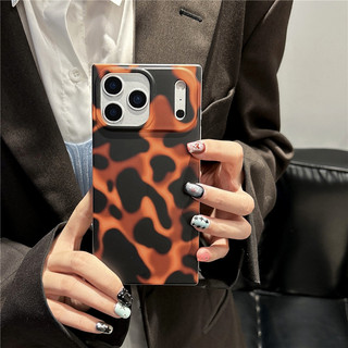 Ốp điện thoại hình vuông màu cam màu đen sang trọng cho iPhone 17 16 15 13 14 Pro Max