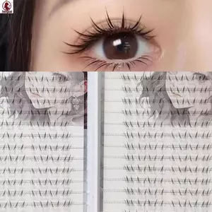 Lông mi dưới Lingrong Đen C-Curl 5-7mm Lông mi sợi tổng hợp dài hỗn hợp cho Hanfu và trang điểm truyền thống