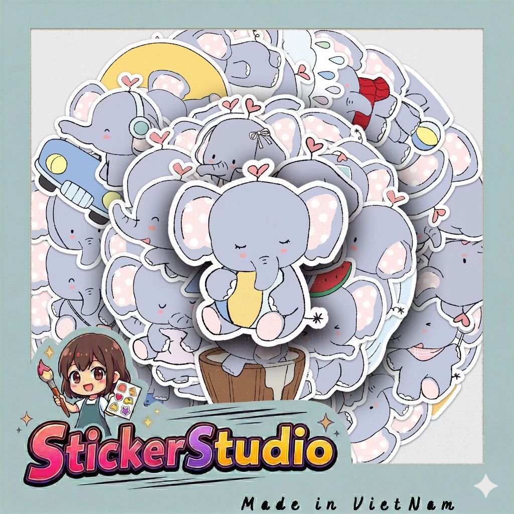 sticker chú voi con cute