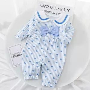 Quần Áo Nhà Cho Bé Xuân Thu Tất Cả Trận Đấu Cotton Nguyên Chất Bộ Đồ Ngủ Cho Bé Jumpsuit Cổ Tròn Jumpsuit Dài @ -