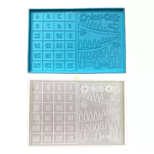 Flgo Lịch Giáng Sinh Liệt Kê Khuôn Silicon Bàn Gốm Sứ Mềm Trang Trí Thạch Cao