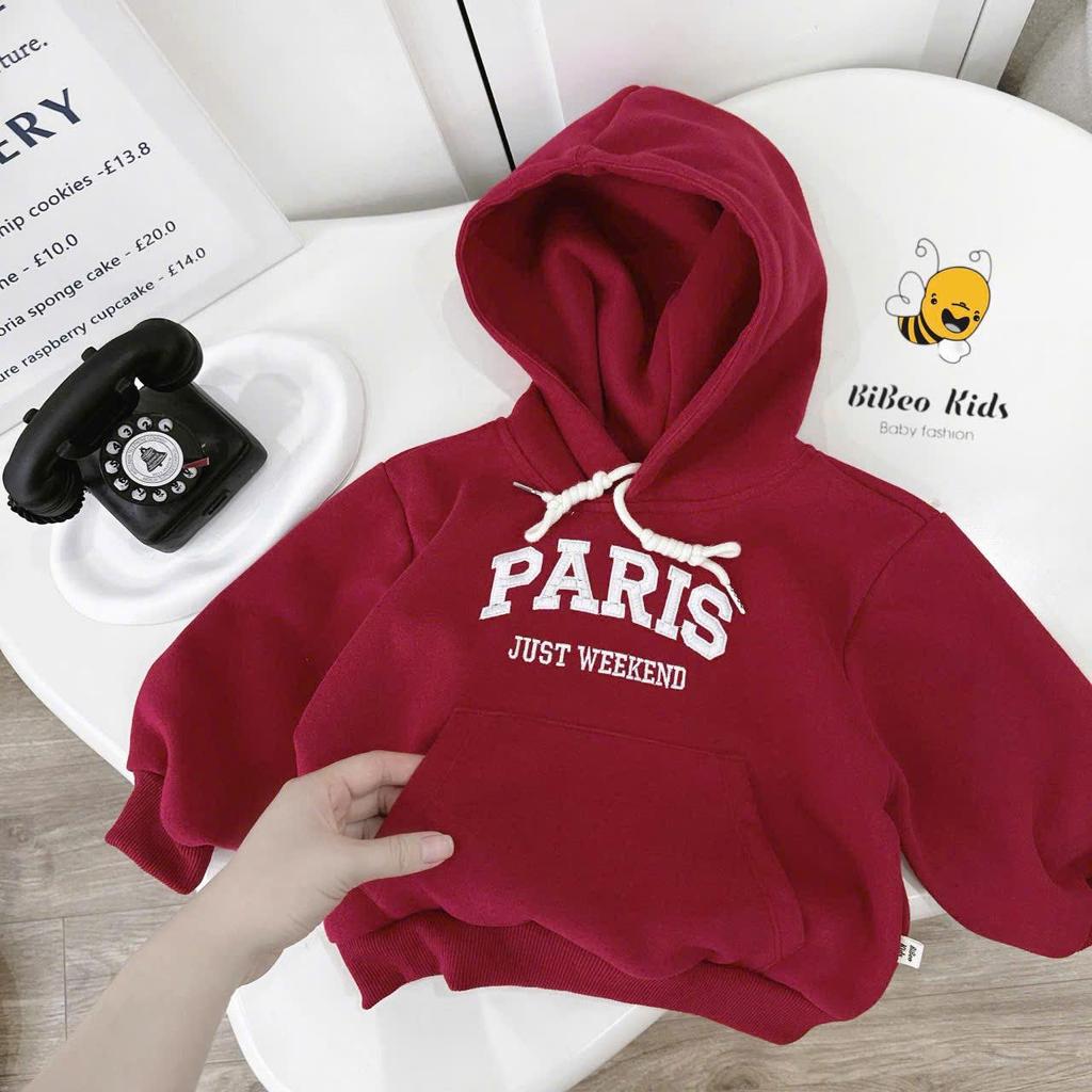 [BiBeo Kids] ÁO HOODIE NỈ 2 DA cho bé trai bé gái, Áo thu dông dài tay cho bé trai bé gái