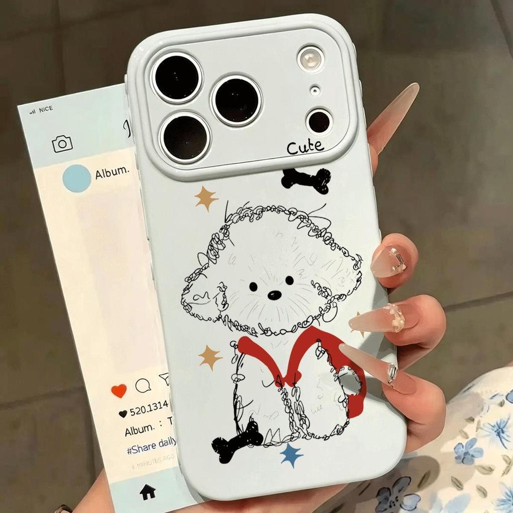 Red Clothes Puppy cho trường hợp iPhone 17promax 16plus14/13/11Pro Soft Case