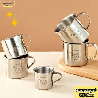 [Vận chuyển nhanh] Cốc nước trẻ em HAVENLYCO, Chống rơi có tay cầm Cốc sữa trà, Cốc dã ngoại ngoài trời bền bằng thép không gỉ 304