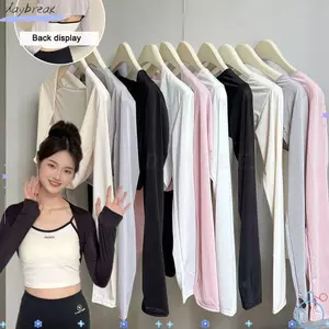 Khăn choàng tập Yoga mùa hè DAYBRAKE, Khăn choàng tập thể dục chống nắng chống nắng co giãn Raglan, làm mát mỏng thoáng khí mở nắp ngoài Vai đi xe đạp Golf Chạy bộ thể thao