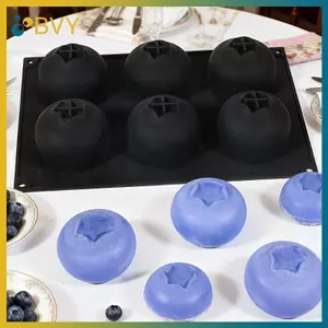 BVY 6-Cell Blueberry Hoặc Raspberry Design Khuôn Mousse Trái Cây Pháp Khuôn Bánh Silicon Khuôn Bánh Pudding Socola Dụng Cụ Nướng Bánh Tráng Miệng.
