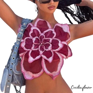 Áo ba lỗ nữ không tay ren hoa không tay hở lưng Áo Vest dự tiệc thông thường