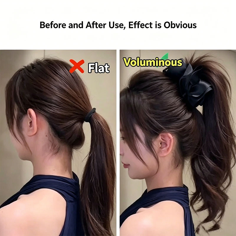 Kẹp chuối bong bóng xếp li Satin, Kẹp móng vuốt đuôi ngựa cao phong cách Pháp thanh lịch, Thiết kế đài phun nước Kẹp tóc bốc hơi