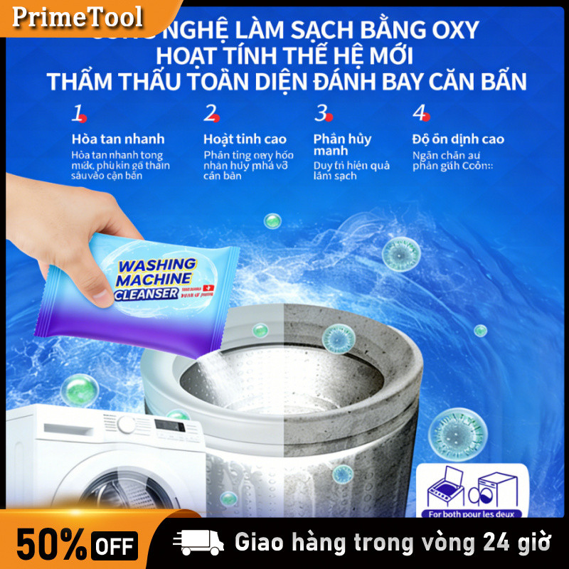 Bột làm sạch lồng máy giặt hoạt tính oxy bảo vệ máy Bảo trì máy giặt định kỳ,Khử mùi hôi, diệt khuẩn