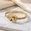 WEETW Vintage Vòng Tay Thanh Lịch, Vòng Tay Vòng Hoa Màu Vàng Thời Trang, Thanh Lịch Chống Thấm Nước Bằng Thép Không Gỉ Mở Cánh Tay Lắc Tay Đám Cưới