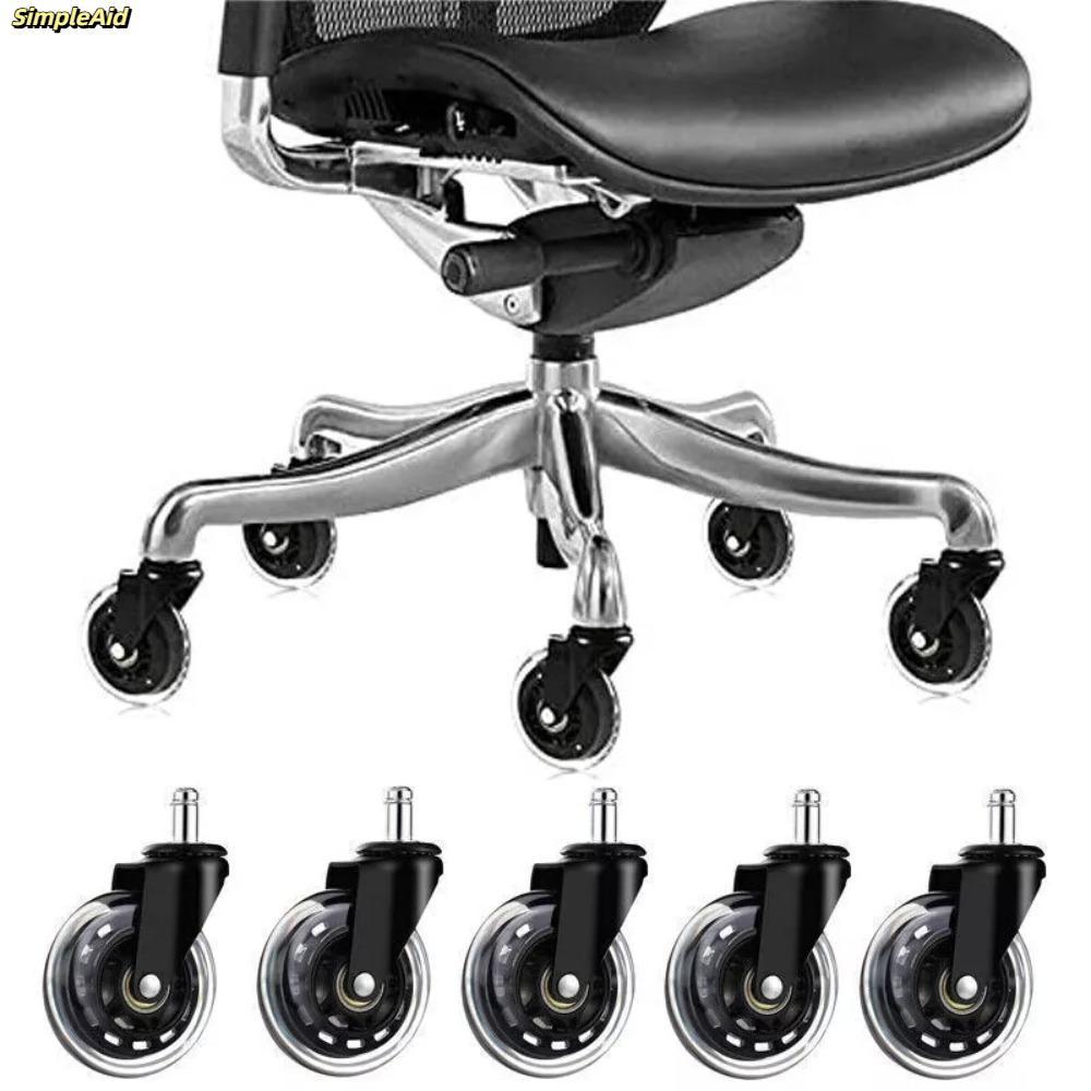 SIMPLEAID 5 Chiếc Bánh Xe PU Cao Su Xoay 2.5/3 Inch, Tắt Tiếng, Thay Thế Ghế Văn Phòng Tại Nhà, Phần Cứng Nội Thất