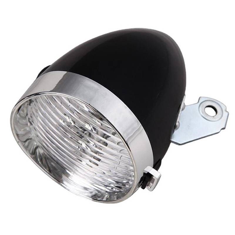 QIUWU Đèn pha xe đạp cổ điển Retro Vỏ ABS 3 đèn LED Xe đạp Đi đêm Cảnh báo an toàn Đèn trước không có pin.