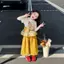 Bé gái mùa hè phong cách mới Phong cách công chúa Ngôi sao Người khâu áo thun ngắn tay + Quần ống rộng thời trang Bộ đồ hai mảnh