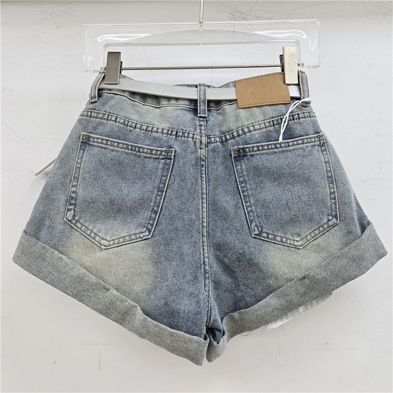 Retro Rách Uốn Hot Girl Denim Quần Short Nữ Mùa Hè 2026 Phong Cách Mới Cao Cấp Phù Hợp Xếp Ly Chữ a Rộng Quần Hot