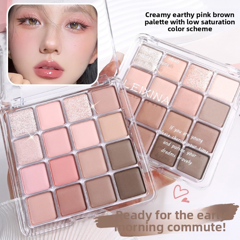 Resina 16 Màu Sunset Magic Eyeshadow Palette Pearlescent Matte Earth Color Fine Shining Pink Blush 15g