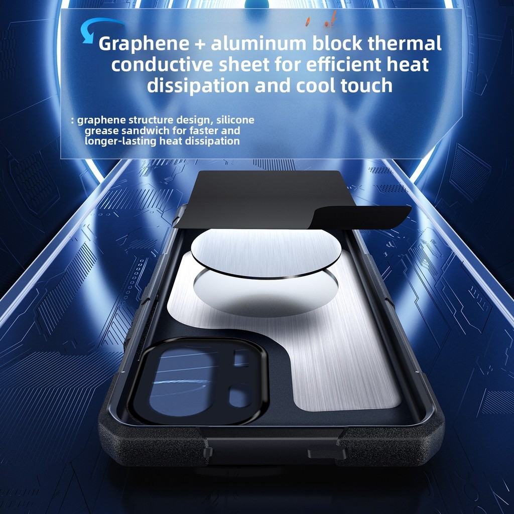 Mimi Mới Cho 1 + 15R 15T 15 13 Ace 6 6T 6 Ultra OnePlus Turbo 6 6V Realme Neo 8 Từ Graphene Làm Mát Tản Nhiệt Vỏ Điện Thoại Giáp Chống Rơi Vỏ Mỏng Ánh Sáng