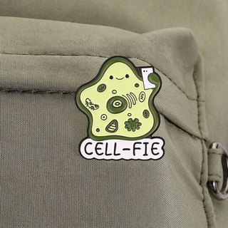 Cell Fie Men Thổ Cẩm Sinh Học Dễ Thương Pun Kim Loại Huy Hiệu Xanh Lá Cây Hình Tế Bào Ba Lô Phụ Kiện Quà Tặng Cho Nhà Sinh Học