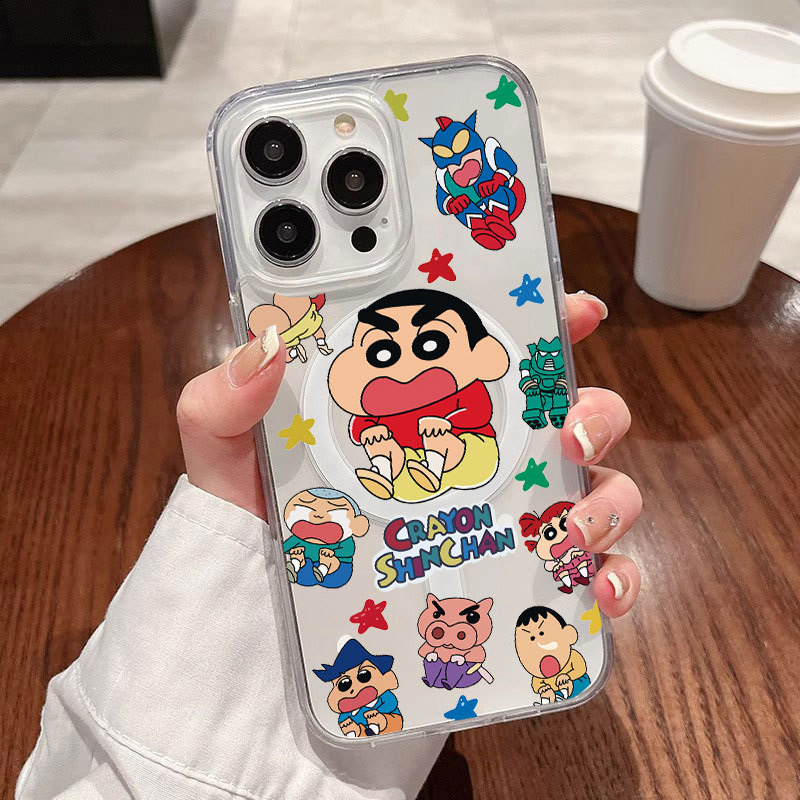 Ốp lưng iPhone họa tiết Crayon Shin-Chan hỗ trợ sạc không dây từ tính - iP 11/12/13/14/15/16/17/Plus/Air/Pro/Max