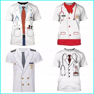 SY3 Y Tá Bác Sĩ Cosplay 3d Áo Thun Unisex Tay Ngắn Top Đồng Phục Cảnh Sát COS Casual Bông Tai Kẹp Plus Kích Thước Tee YS3