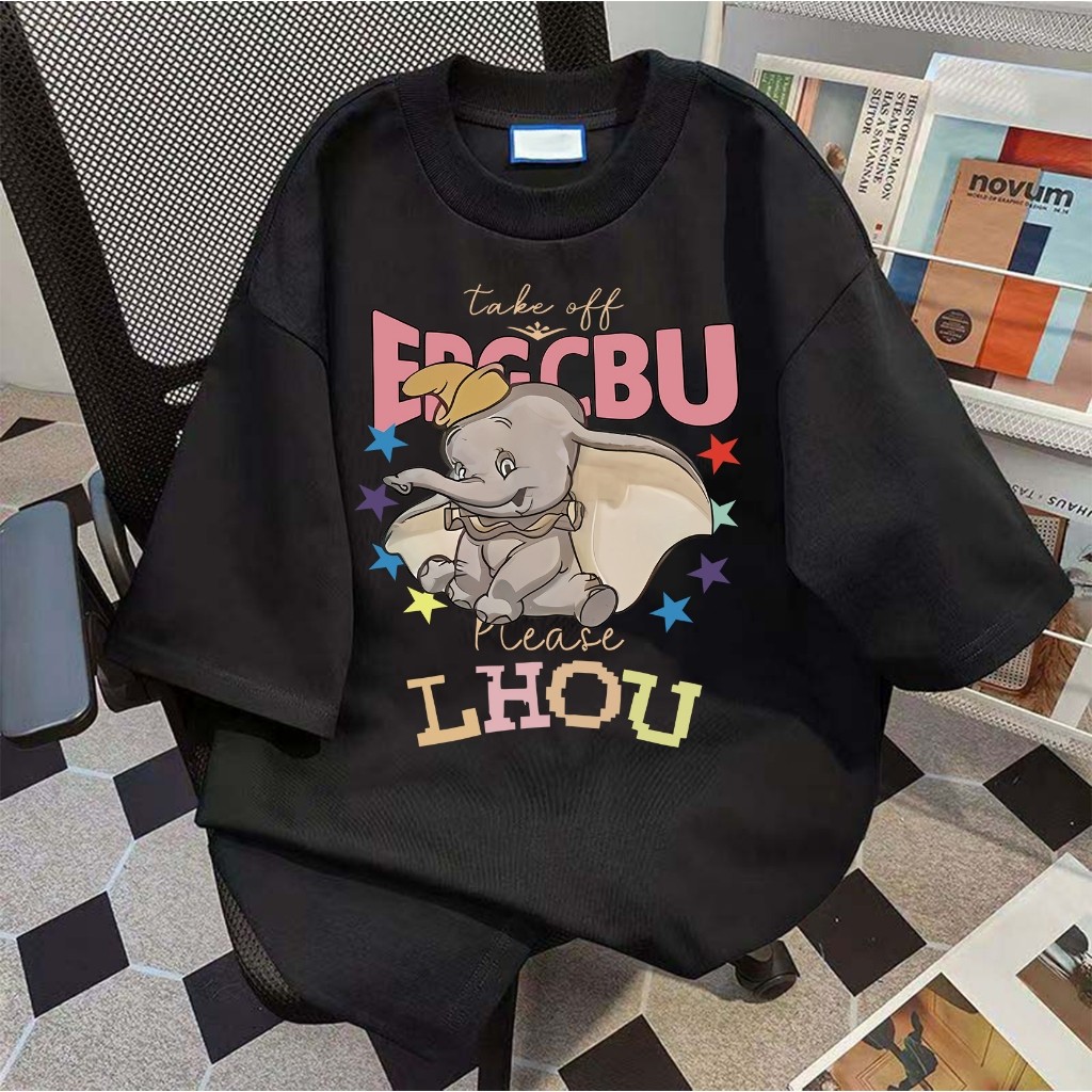 （Giao hàng 24h）Angela Áo Thun Phông Form Rộng 100% Cotton Hoạt Hình Dumbo In Áo Thun Nữ Mùa Hè Local Brand