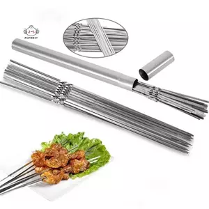 Maybest 50 Cái Xiên Thịt Nướng Bằng Thép Không Gỉ Có Thể Tái Sử Dụng Xiên BBQ Kebab Iron Sti Cho Cắm Trại Ngoài Trời Dụng Cụ Dã Ngoại Dụng Cụ Nấu Ăn {VN}