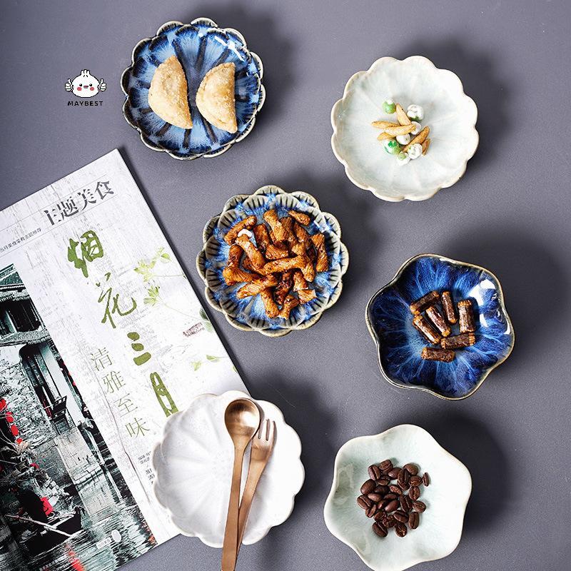 Maybest 1 Gốm te Món Ăn Hình Hoa Sứ Hạt Đĩa Đĩa Nhỏ Mini Tương Gia Vị Bộ Đồ Ăn Đồ Dùng Nhà Bếp {VN}