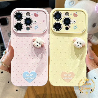 Tương thích cho iPhone 16 11 15 13 17 14 12 Pro Max XR X XS Max Air 7 8 Plus SE Full Màn Hình Màu Chấm Bi 3D Plus Dog Case