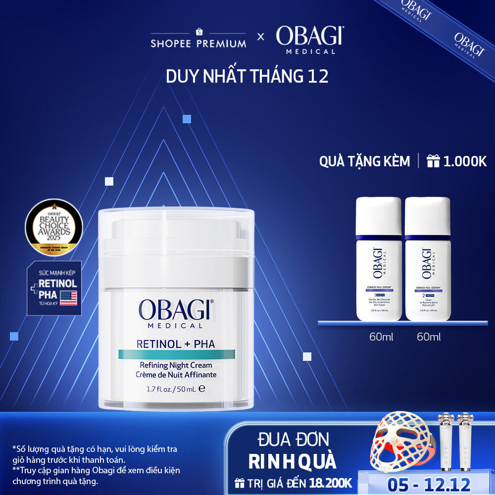 [MỚI - VOUCHER SVIP 20%] Kem dưỡng tái tạo & trẻ hóa da ban đêm Obagi Medical Retinol + PHA (50ml)