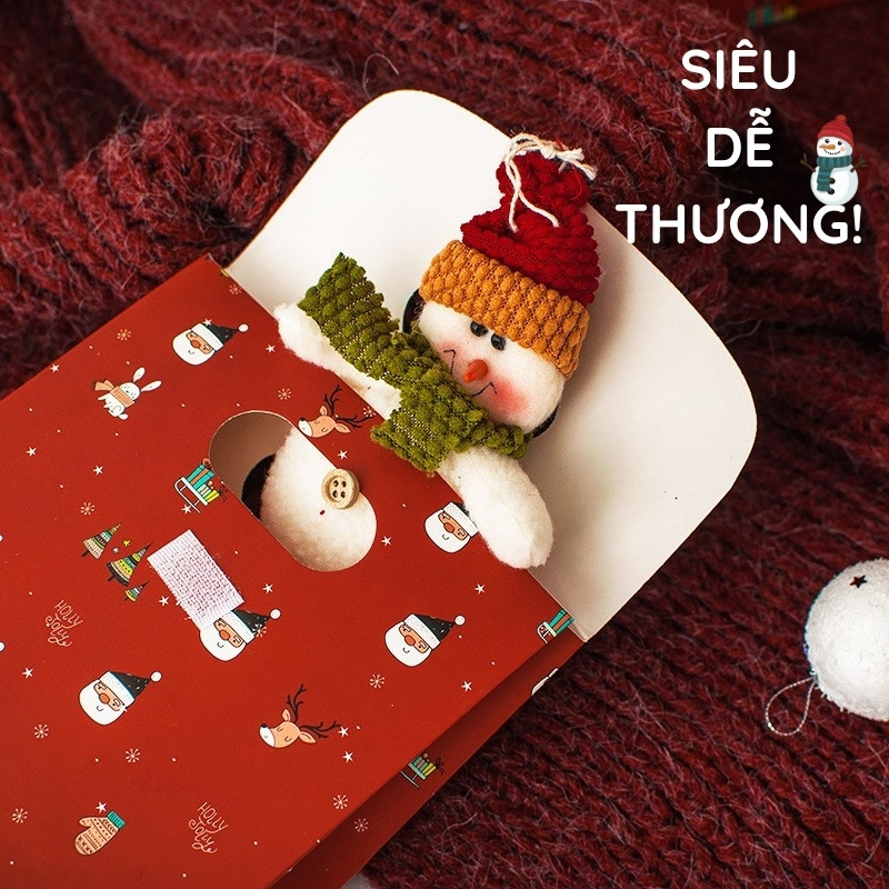 Túi quà tặng giáng sinh dễ thương – Túi giấy mini hình ông già noel đáng yêu, phù hợp trang trí và tặng quà noel